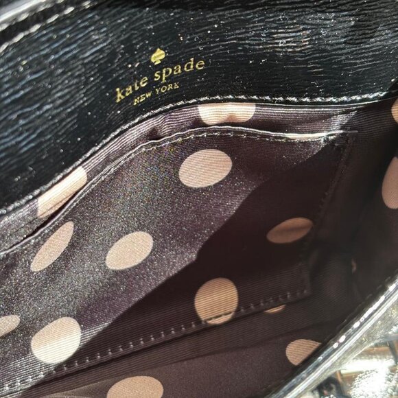 Kate Spade New York Black Hand Clutch or Crossbody Gold Chain Detail & Care Card - Picture 6 of 7